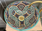 Handbeschilderd detail van waskom Bahia 40 cm