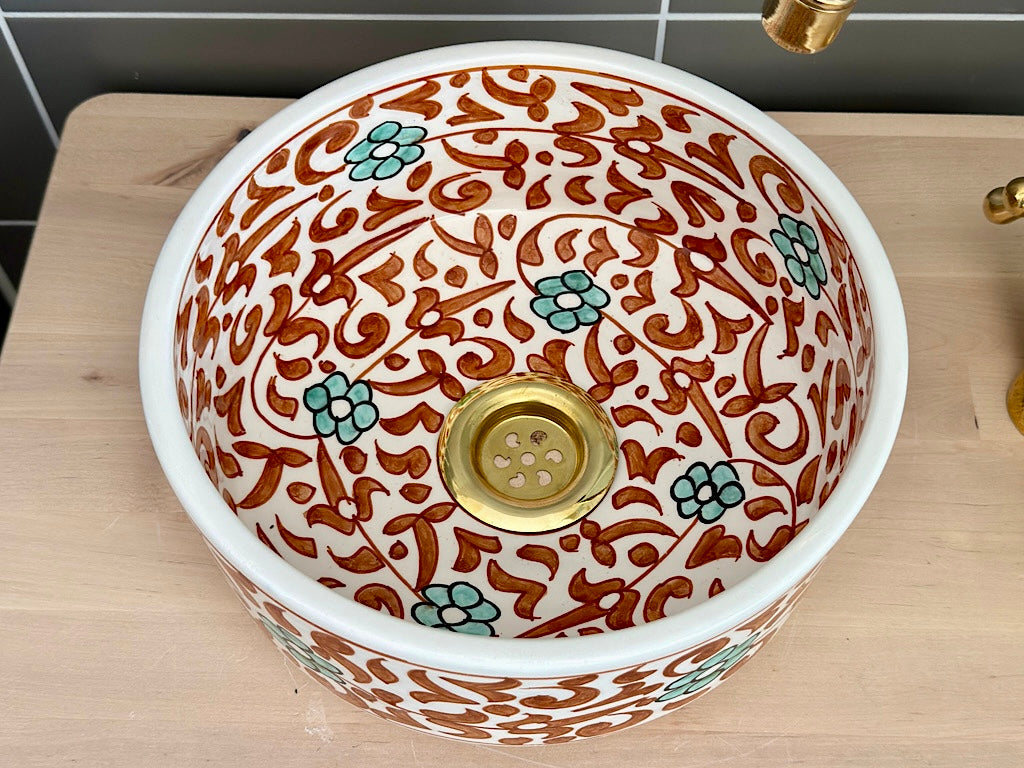 Handbeschilderd detail van waskom Andalusië 25 cm