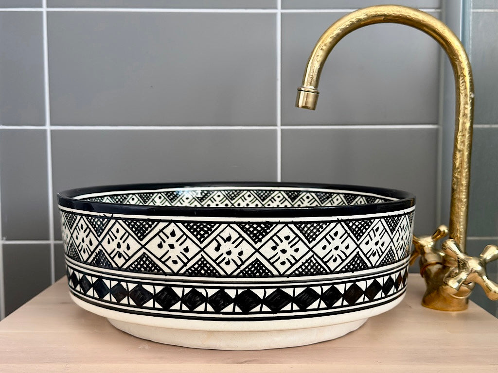 Luxe Marokkaanse Waskom Casablanca 35 cm Zwart
