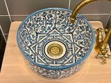Handgemaakte Marokkaanse Waskom blauw - 30 cm