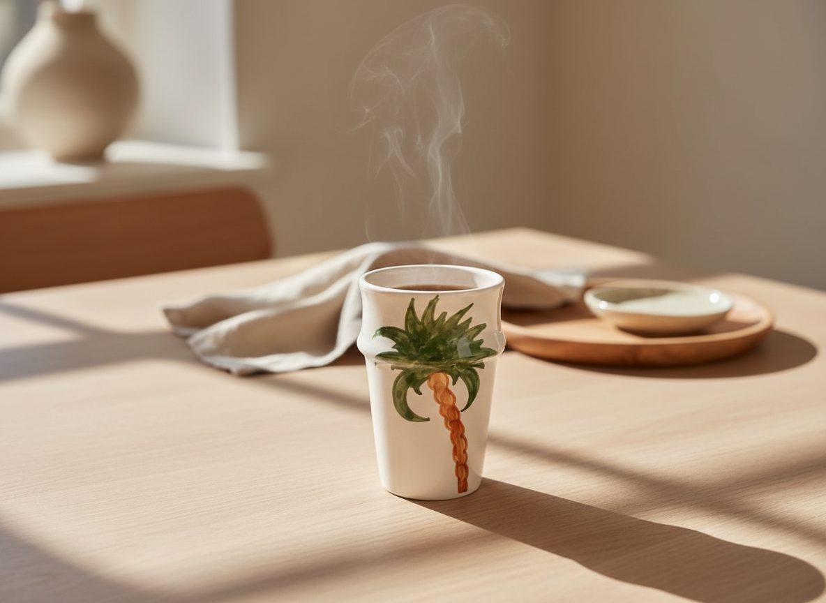 Aardewerk Beker Palmboom