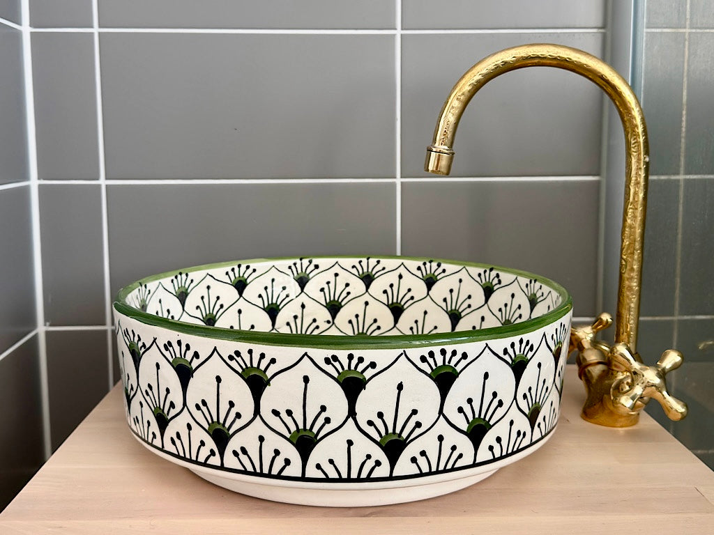 Handgemaakte Marokkaanse Waskom Córdoba Groen- 35 cm