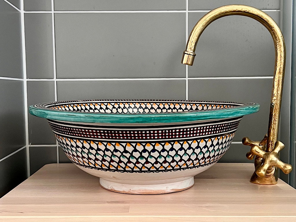 Handgemaakte Marokkaanse Waskom Color Wave 40 cm