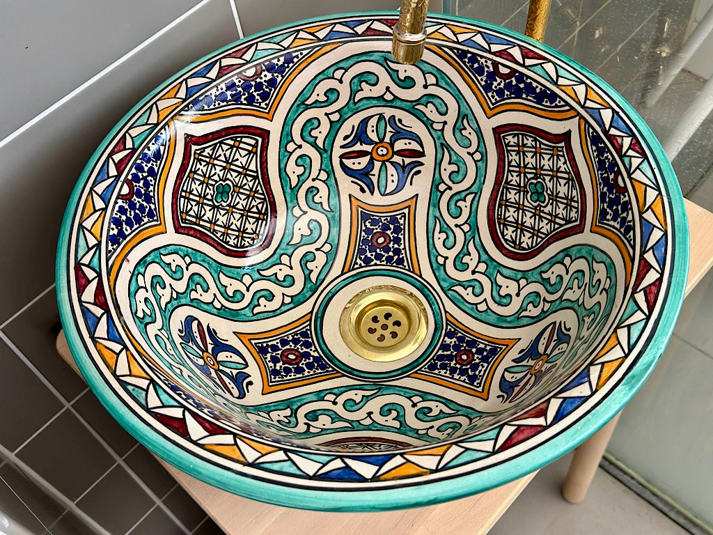 Handgemaakte Marokkaanse waskom Bahia 40 cm