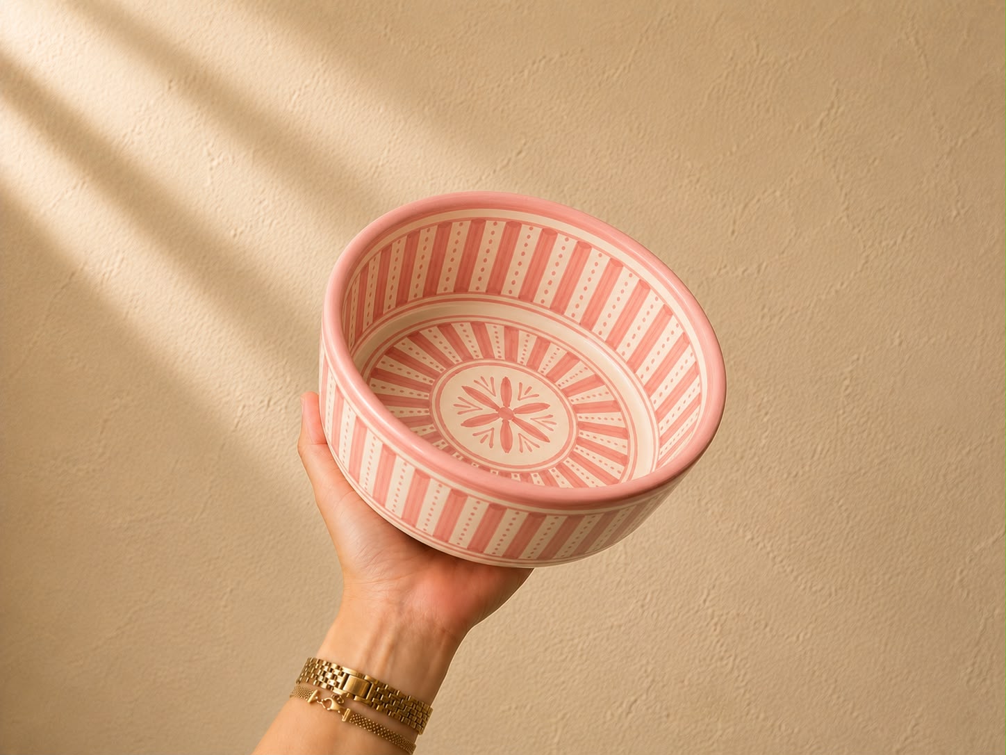 Handgemaakte Marokkaanse Saladeschaal 17,5cm Roze