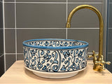 Handgemaakte Marokkaanse Waskom blauw - 30 cm