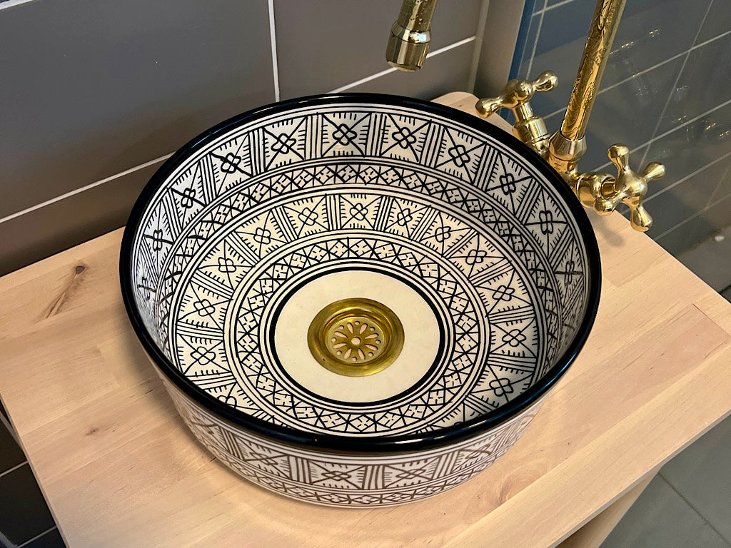 Handgemaakte Marokkaanse Waskom Zwart - 28 cm