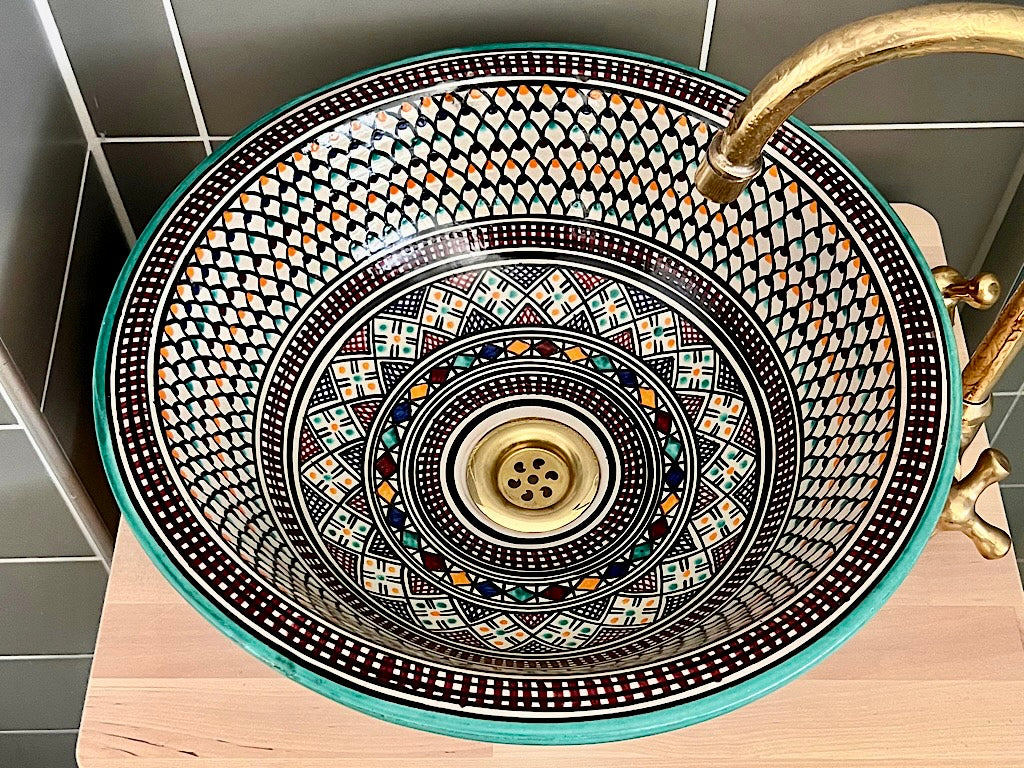 Handgemaakte Marokkaanse Waskom Color Wave 40 cm