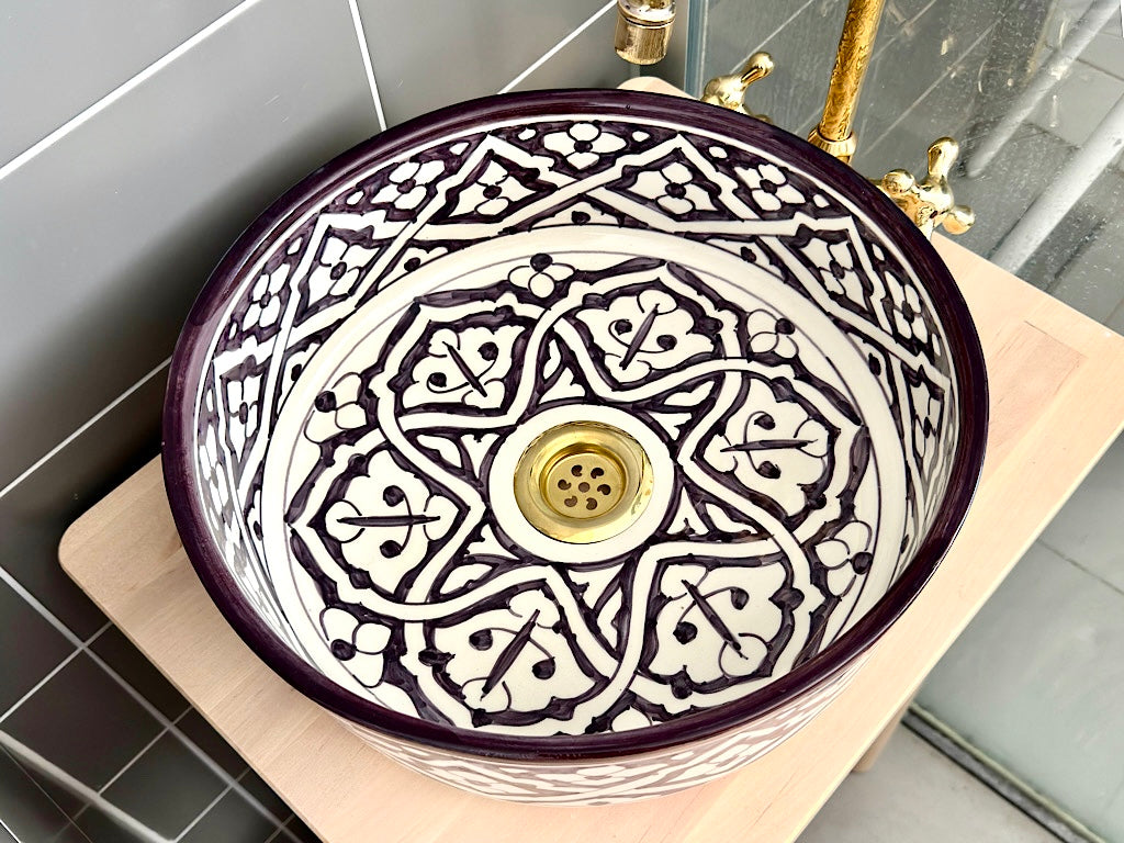 Handgemaakte Marokkaanse Waskom Donkerpaars 35 cm