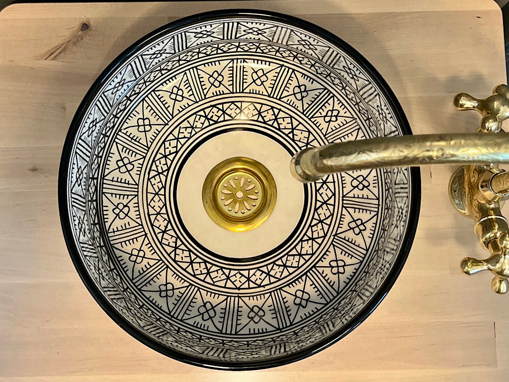 Handgemaakte Marokkaanse Waskom Zwart - 28 cm