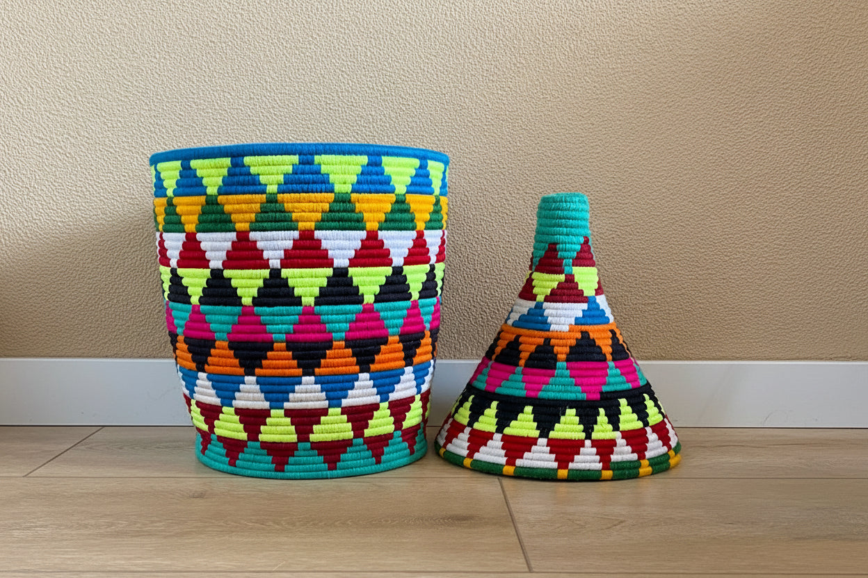 Berber Wollen Mand XXL Gekleurd