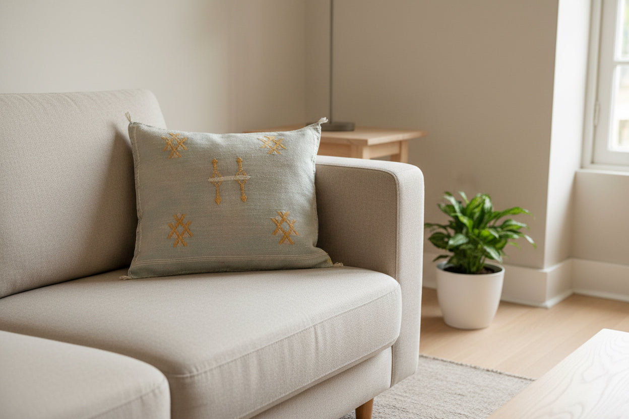 Cactus Zijde Kussensloop Lichtblauw 2