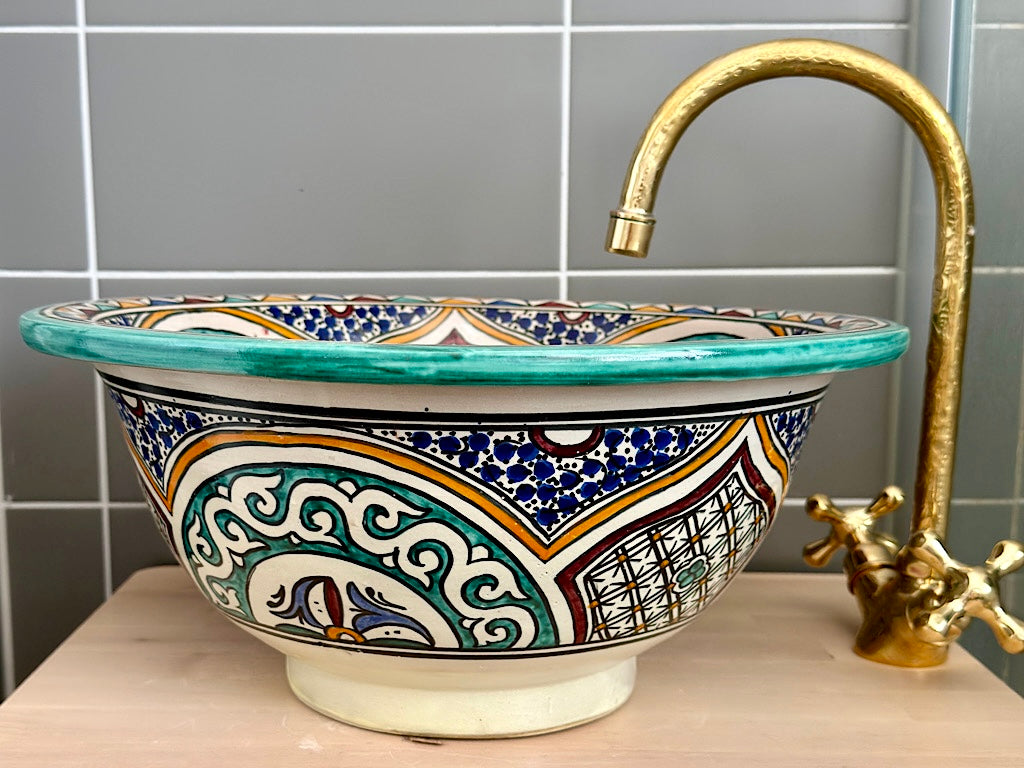 Ambachtelijke afwerking van waskom Bahia 40 cm
