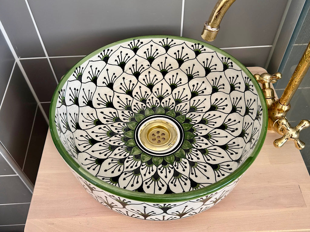 Handgemaakte Marokkaanse Waskom Córdoba Groen- 35 cm