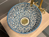 Handgemaakte Marokkaanse Waskom blauw - 30 cm