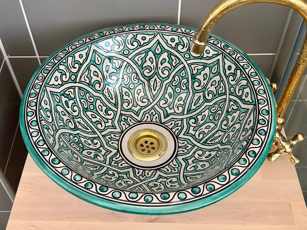 Handgemaakte Marokkaanse Waskom Blauw 40cm