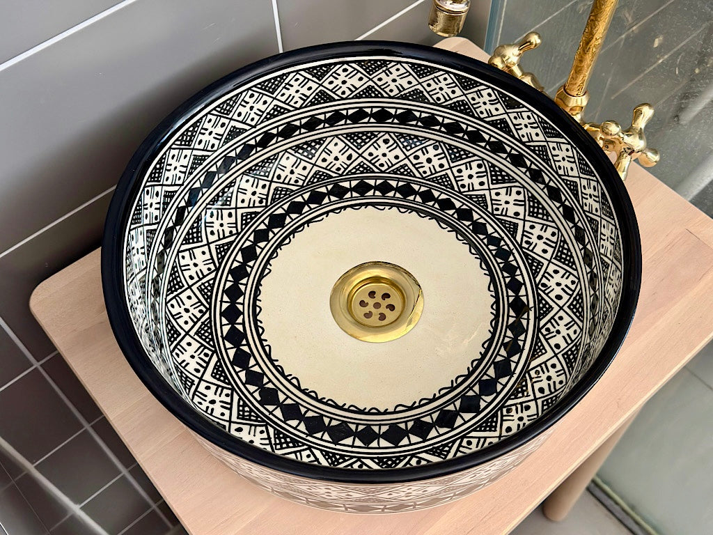 Luxe Marokkaanse Waskom Casablanca 35 cm Zwart