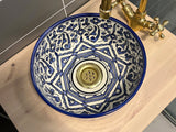Handgemaakte Marokkaanse Waskom Blauw - 25 cm