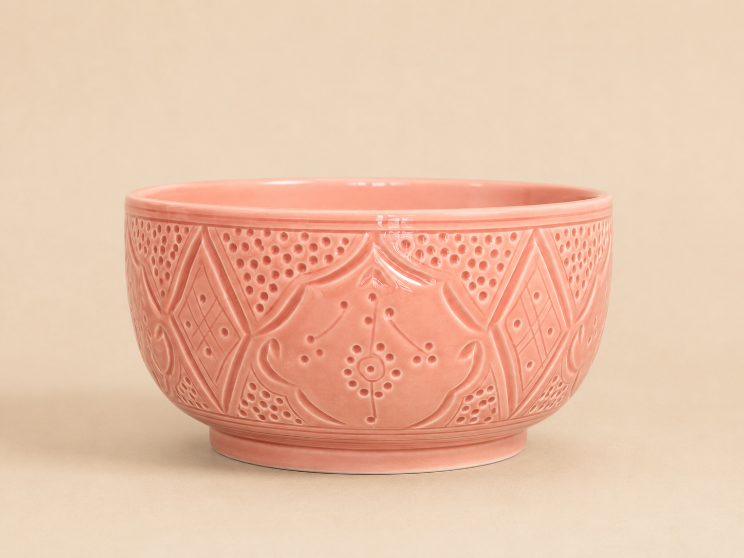 Handgemaakte Marokkaanse Saladeschaal Roze 21cm