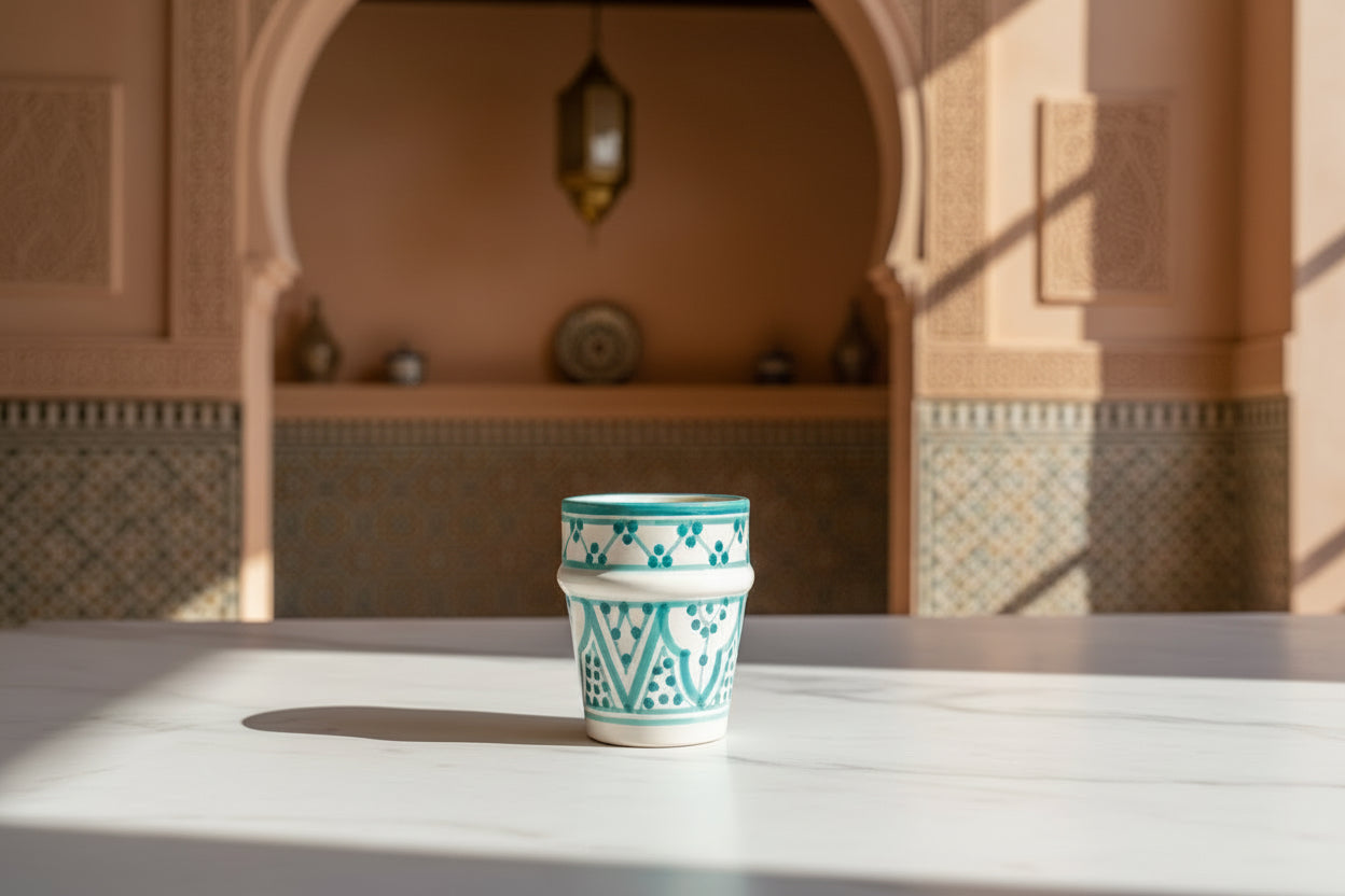 Marokkaanse Aardewerk Beker turquoise