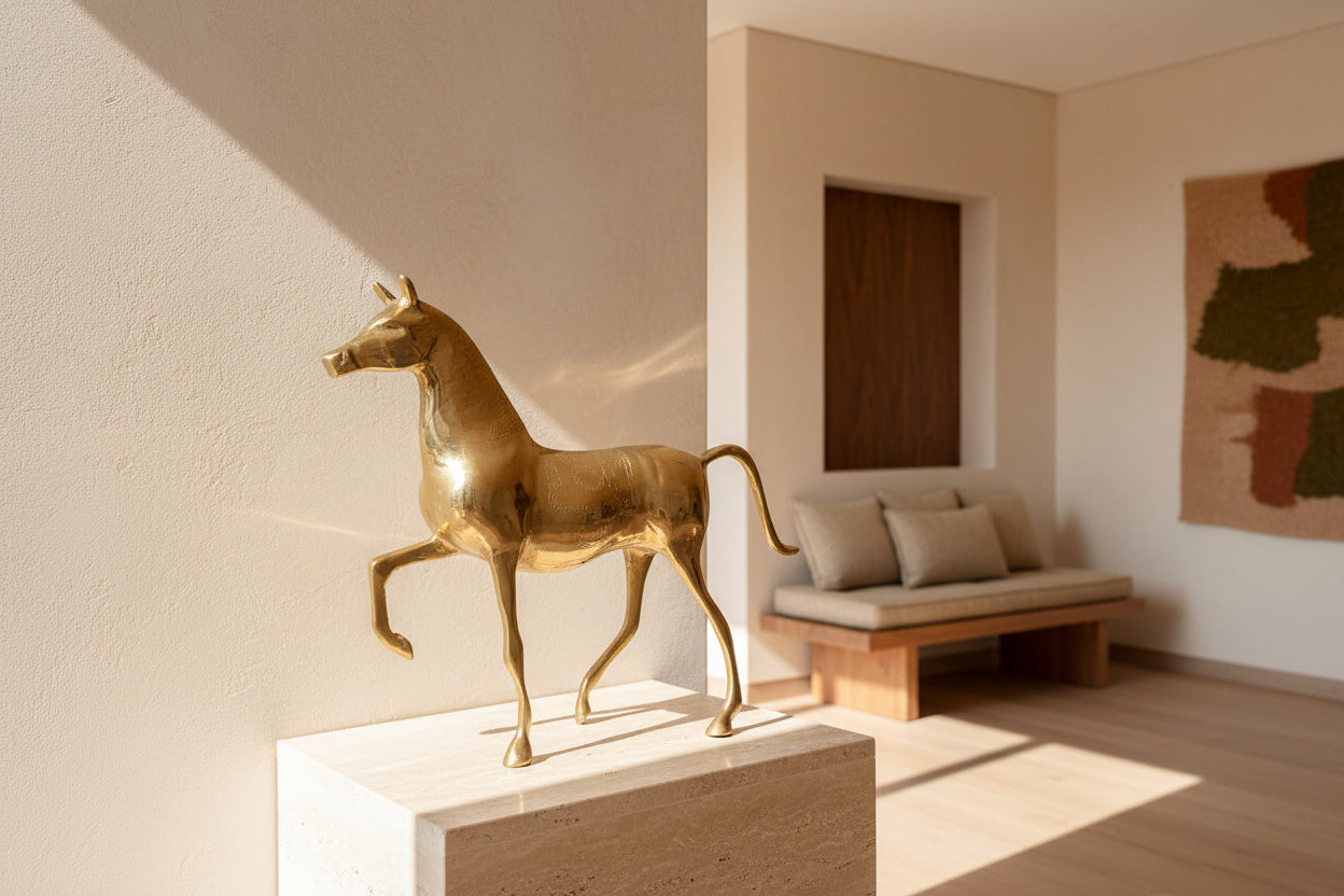 Messing beeld paard koper