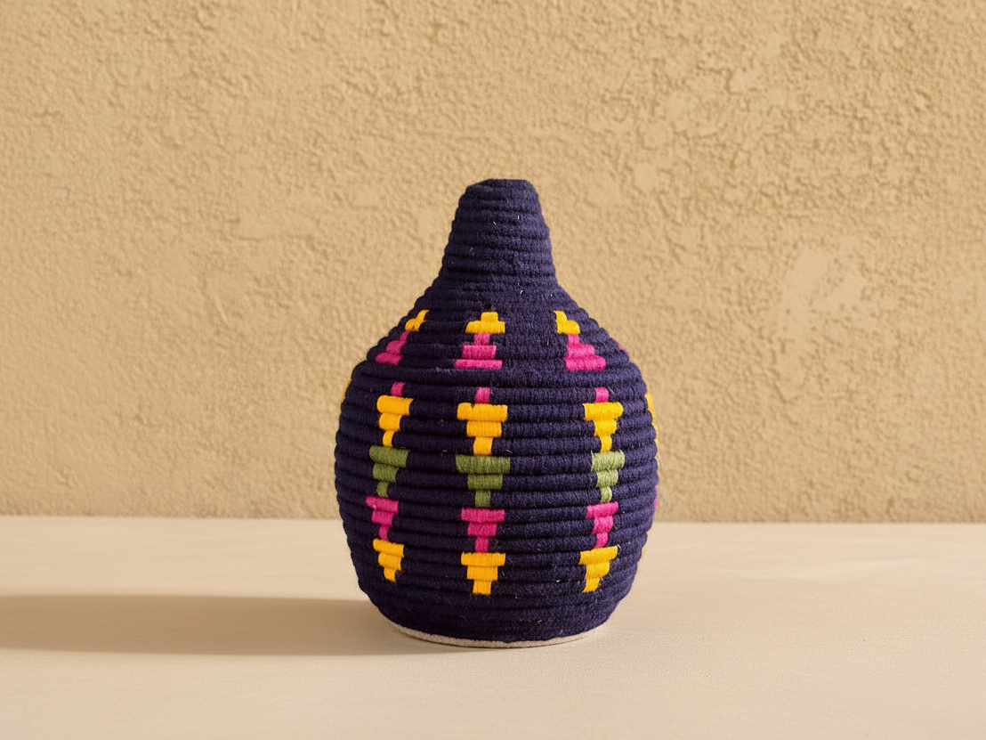Berber Wollen Mand Blauw/Gekleurd