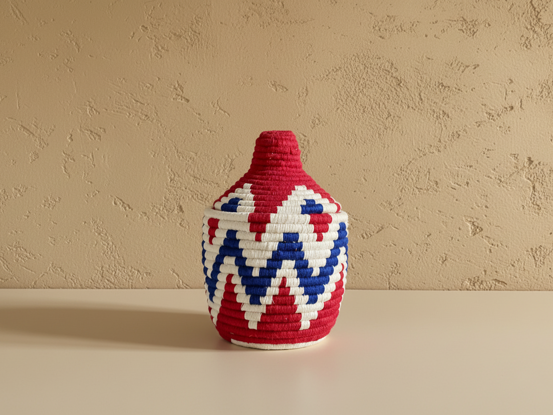 Berber Wollen Mand Rood/Wit/Blauw