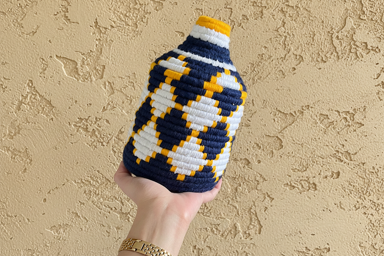 Berber Wollen Mand Blauw/Geel/Wit