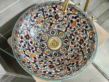 Handgemaakte Marokkaanse waskom Alhambra Bloemenrank – 40 cm
