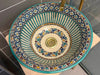 Handgemaakte Marokkaanse waskom Oujda Tulpenkrans 39,5 cm – schuin bovenaanzicht