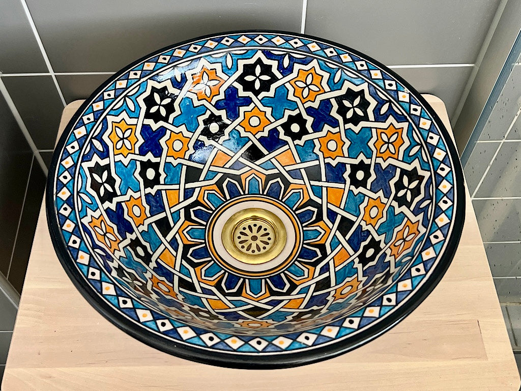 Geometrisch patroon van Marokkaanse waskom Marrakech Stermozaïek