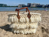 Handgemaakte Strandtas met Lederen handvat