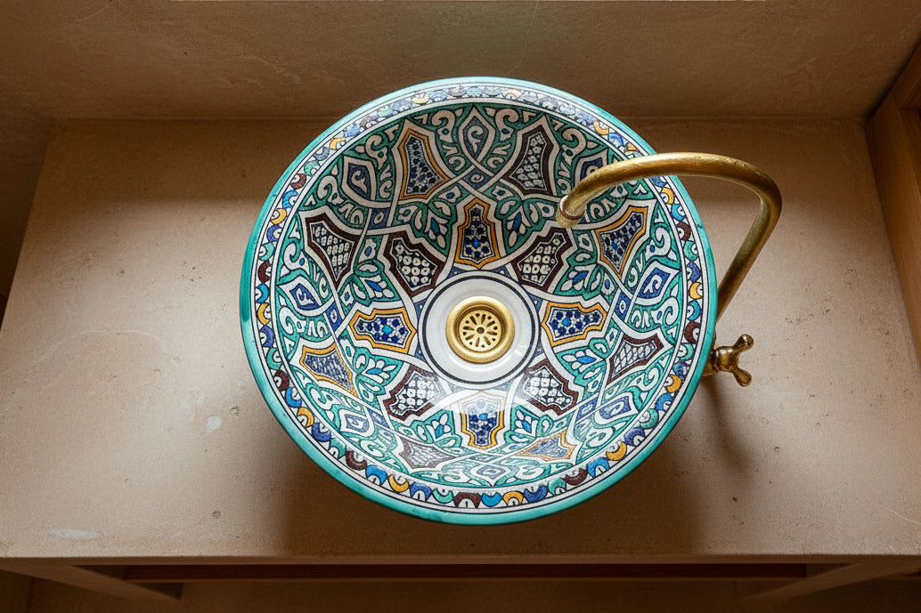 Handgemaakte Marokkaanse Waskom Marrakech 40cm
