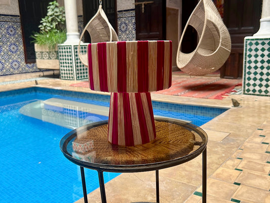 Marokkaans Raffia Tafellamp Roze S