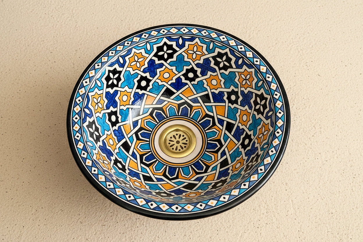 Handgemaakte Marokkaanse Waskom Marrakech 35 cm