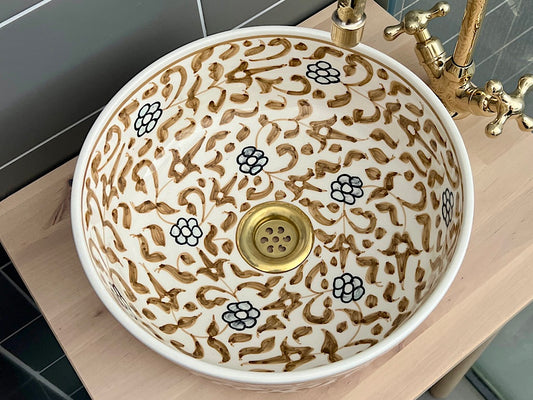 Handgemaakte Marokkaanse Waskom Beige - 30 cm