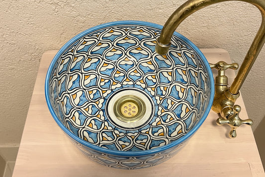 Handgemaakte Marokkaanse Waskom Blauw - 30 cm