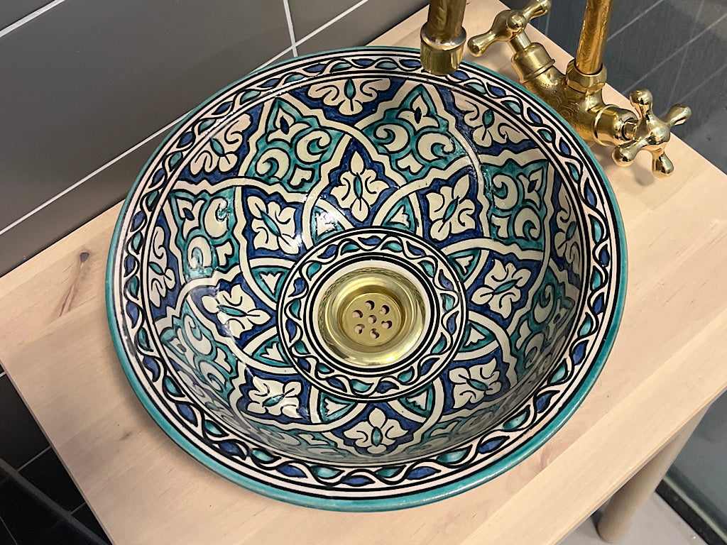 Handgemaakte Marokkaanse Waskom Blauw - 30 cm