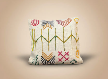 Kelim Kussensloop Berbers Ecru / Gekleurd