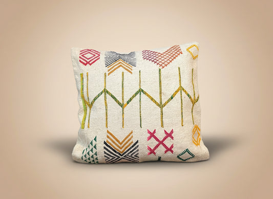 Kelim Kussensloop Berbers Ecru / Gekleurd