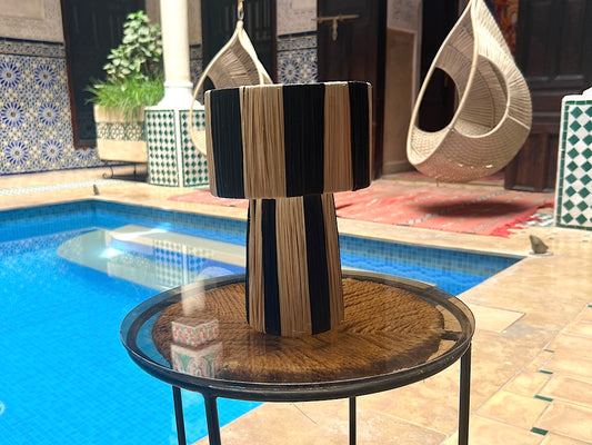 Marokkaans Raffia Tafellamp Zwart S