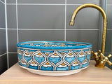 Handgemaakte Marokkaanse Waskom Blauw- 35 cm