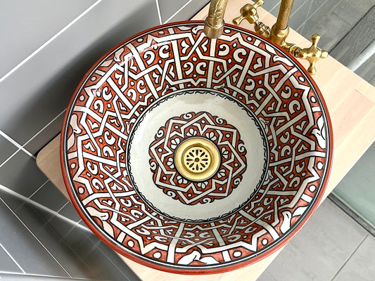 Handgemaakte Marokkaanse Waskom Terracotta 35 cm