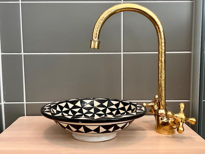 Handgemaakte Marokkaanse Waskom Zwart 25 cm