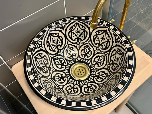 Handgemaakte Marokkaanse Waskom Sevilla 35cm Zwart