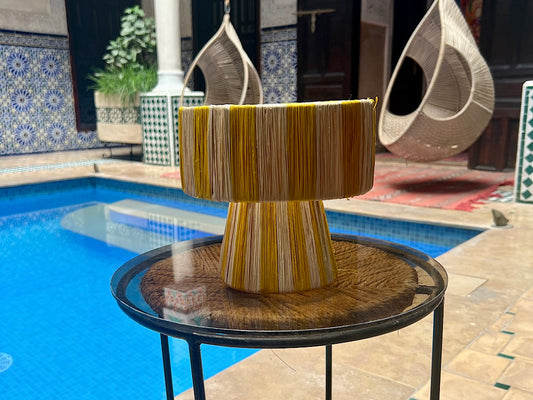 Marokkaans Raffia Tafellamp Geel XS