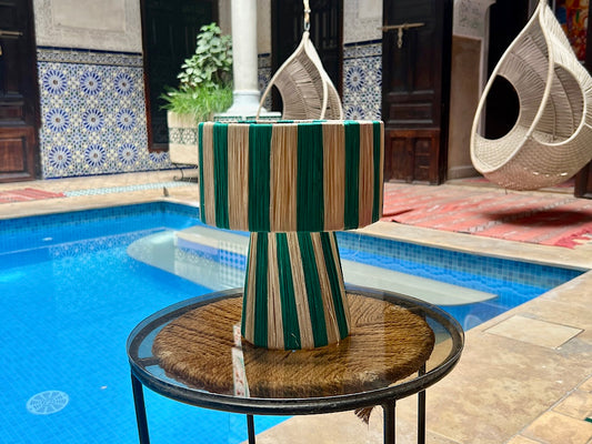 Marokkaans Raffia Tafellamp Groen S