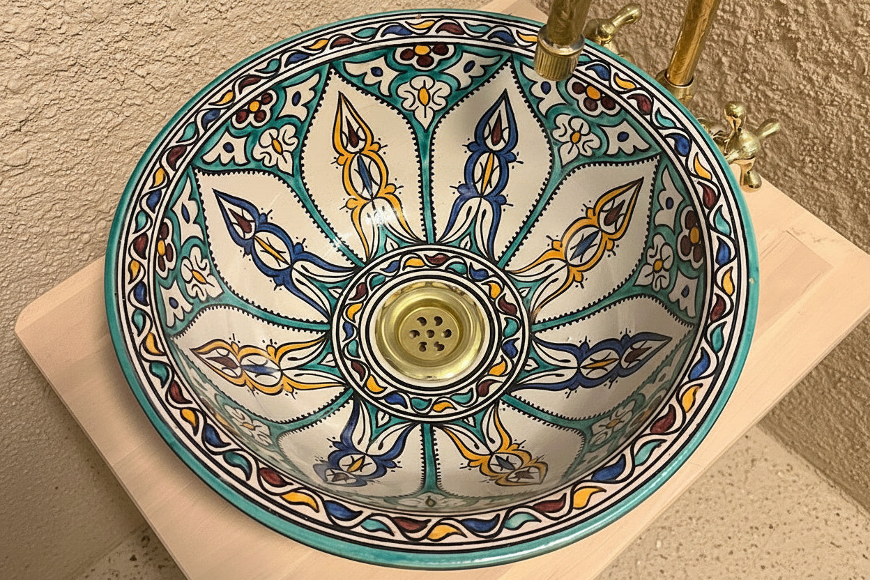 Handgemaakte Marokkaanse Waskom Fantasia 35 cm