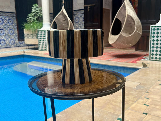 Marokkaans Raffia Tafellamp Zwart XS