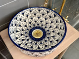Handgemaakte Marokkaanse waskom Córdoba Blauw- 35 cm